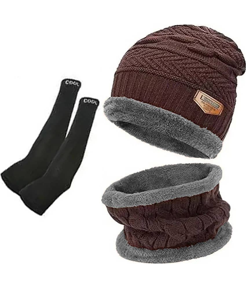 Benicia Pack of 1 Woollen Men's Cap ( Brown )