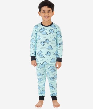 Lazy Shark Pack of 1 Boys Cotton Blend Nightsuit Set ( Sky Blue )