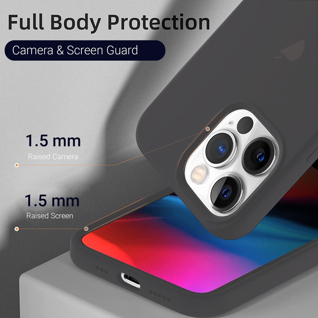 LIRAMARK Liquid Silicone Soft Back Cover Case for Apple iPhone 13 Pro Max (6.7 Inch)