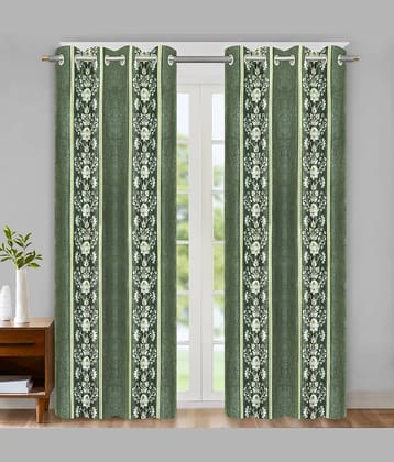 Home Candy Set of 2 Door Semi-Transparent Eyelet Polyester Green Curtains ( 213 x 120 cm )