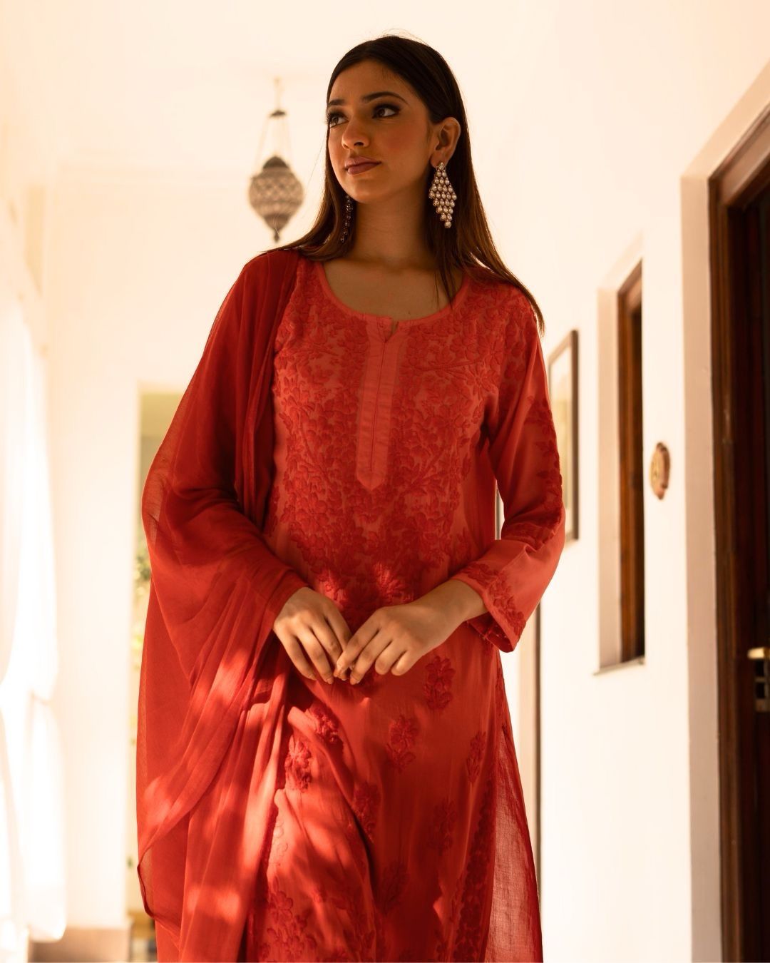 Falak Red ombre kurta set
