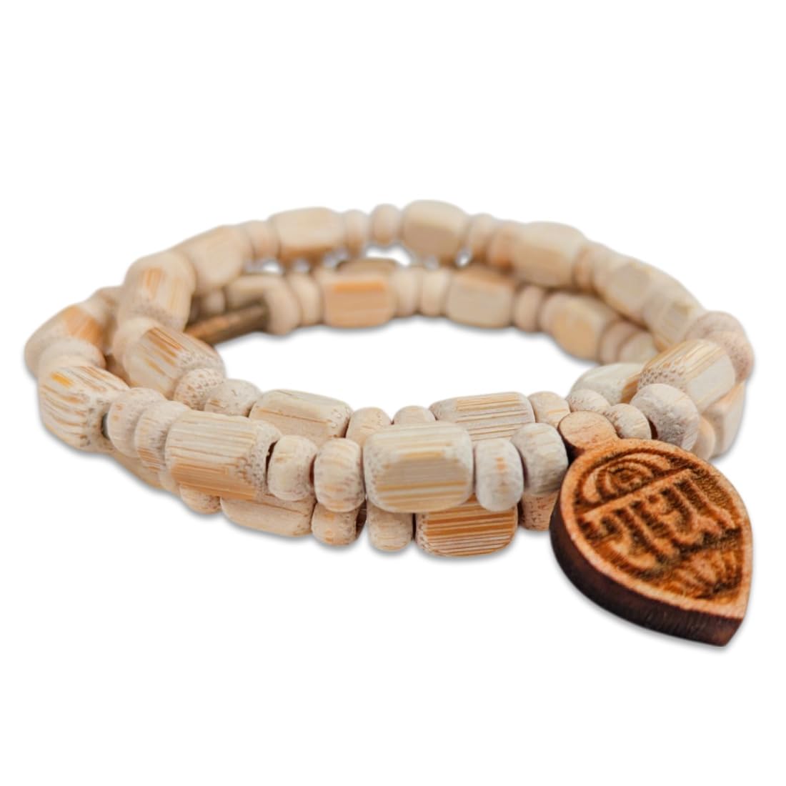 MAYAPURI Adults Unisex Original Tulsi Mala For Neck With Engraved Design Radha Pendant/Locket, Holy Basil Wooden Necklace (Pack of 1)