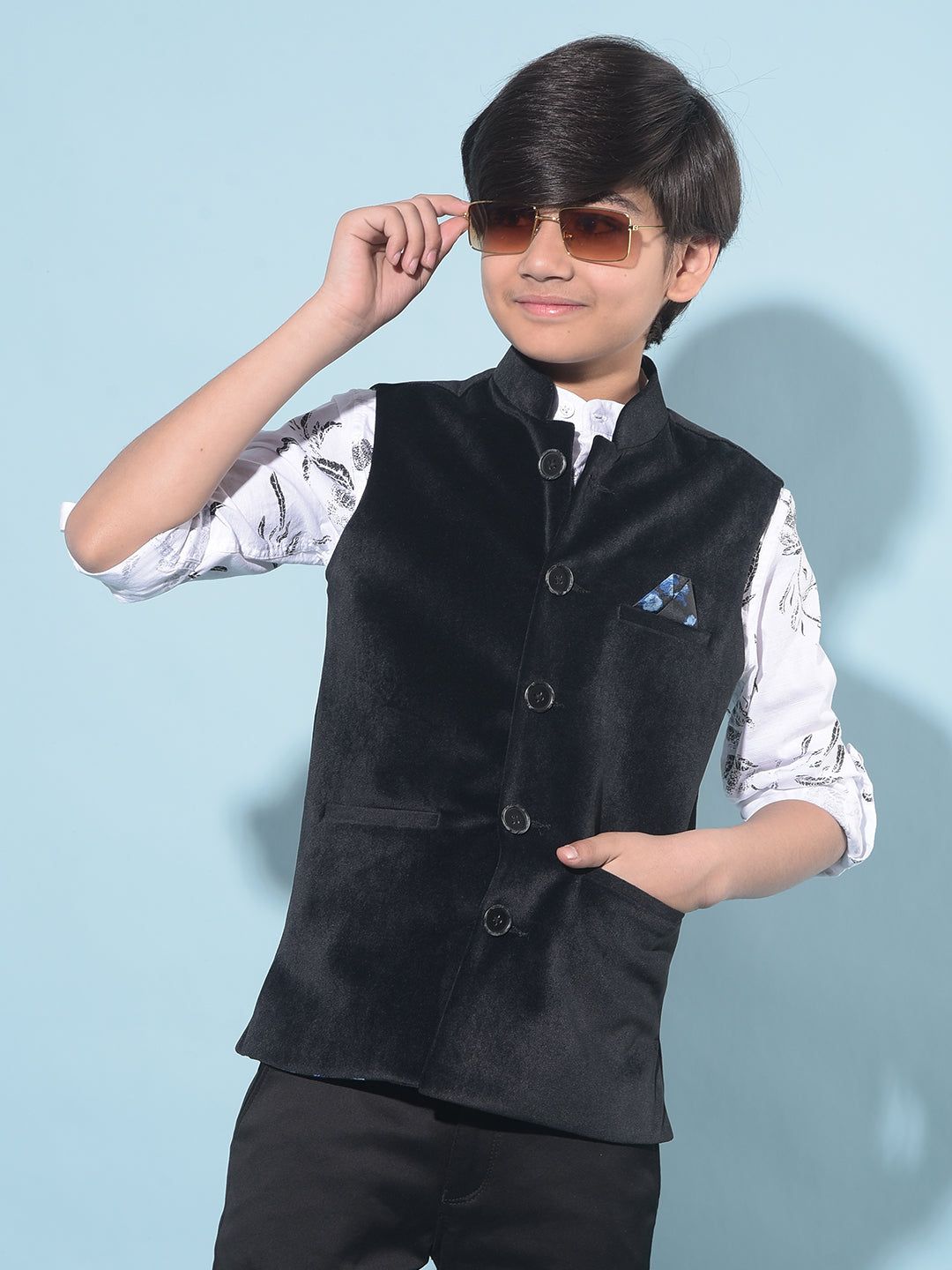 Black Regular Length Waist-Coat-5-6Y / Black