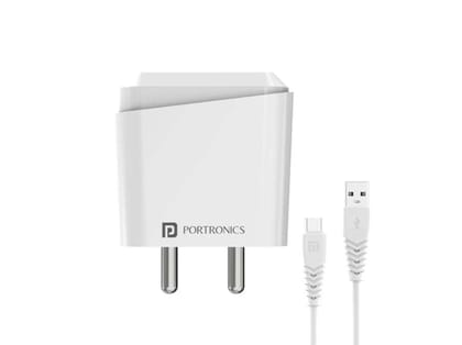 Portronics Adapto 40 C,18w 3A Mach USB Fast Charging Adaptor with 1M Type C Charging Cable, Single Port Wall Charger for iPhone, iPad Pro