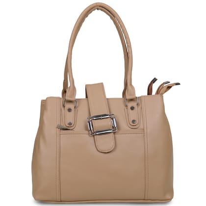 Jothi Fivelin Classic Womens Handbag | Large Multi-Compartment Synthetic Leather Tote | Matte Finish | Water-Resistant | Soft Base | Beige