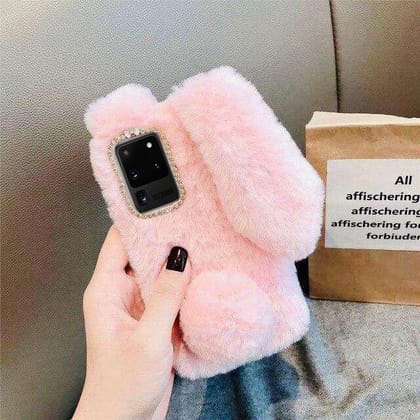 Luxury Bunny Rabbit Fur Plush Case-Samsung Galaxy S20 Ultra