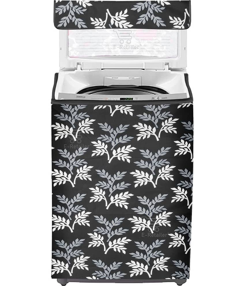 E-Retailer Single Polyester Black Washing Machine Cover for Universal 8 kg Top Load