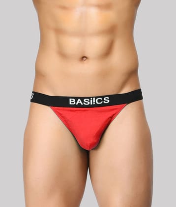 BASIICS By La Intimo Pack of 1 Spandex Thongs For Men's ( Red )