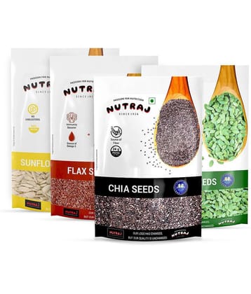 Nutraj Seeds Combo Pack 800g (Pumpkin Seeds 200g, Chia Seeds 200g, Flax Seeds 200g & Sunflower Seeds 200g