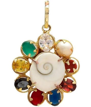 PAYSTORE Multicolour Synthetic Navratna Gomti Chakra Brass Pendant/Locket for Men and WoMEN