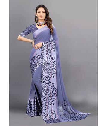 Sitanjali Lifestyle Georgette Printed Saree With Unstitched Blouse Piece ( Green )