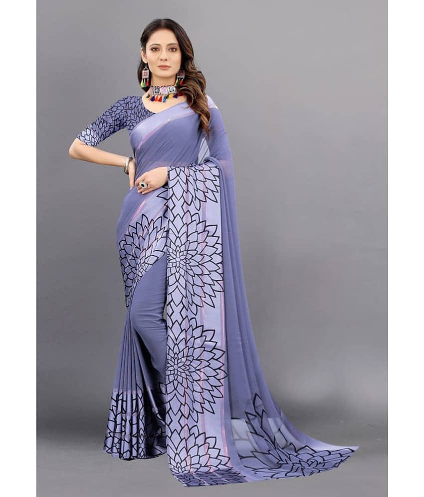 Sitanjali Lifestyle Georgette Printed Saree With Unstitched Blouse Piece ( Green )