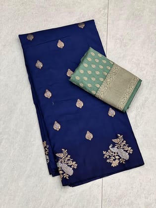 The rich and high quality soft, flowing pure Dola silk sarees with _3 types of Zari Weaving body and Zari Pallu woven pairs with contrast running blouse