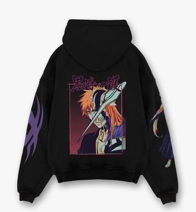 Bleach Designed Oversized Hoodie-S / Black