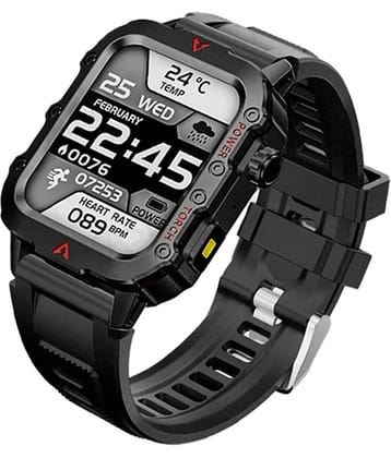 SKYRISE Sports Edition Smartwatch | Heart Rate | Steps | Wireless Charging Smartwatch (Black Strap, 1.73 Inch Big Sunlight Proof Display)