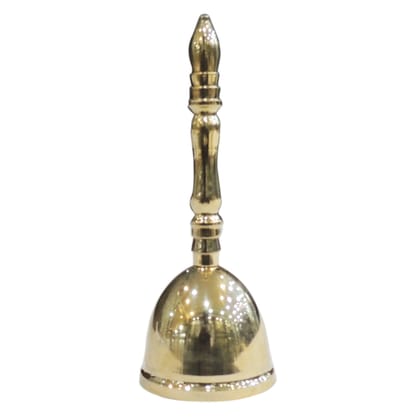 Handmade Brass Aarti Bell | Religious Puja Accessory, Height : 5.5 Inch (ZMAS636 D)