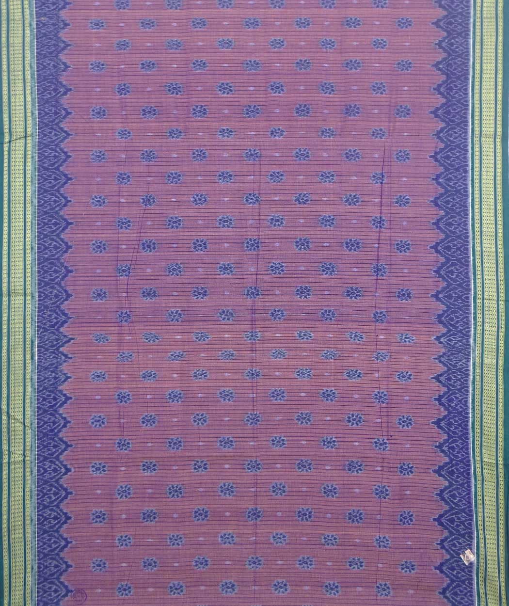 Brown and violet sambalpuri handloom cotton saree