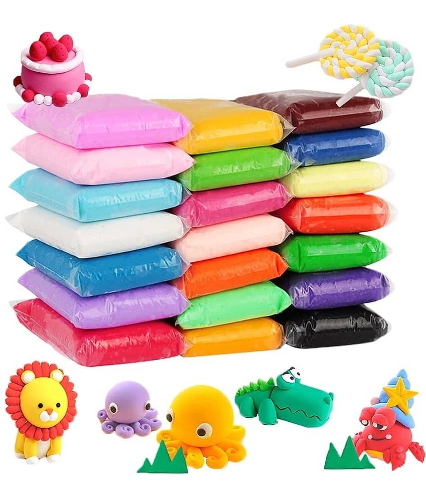 Freedy (Pack of 12) Air Dry Clay, Colorful Children Soft Clay, Creative Art Crafts, Gifts for Kids-Multi Color. Non-Toxic Modeling Magic Fluffy Foam Bouncing Clay Putty Kit for Kids with Tools