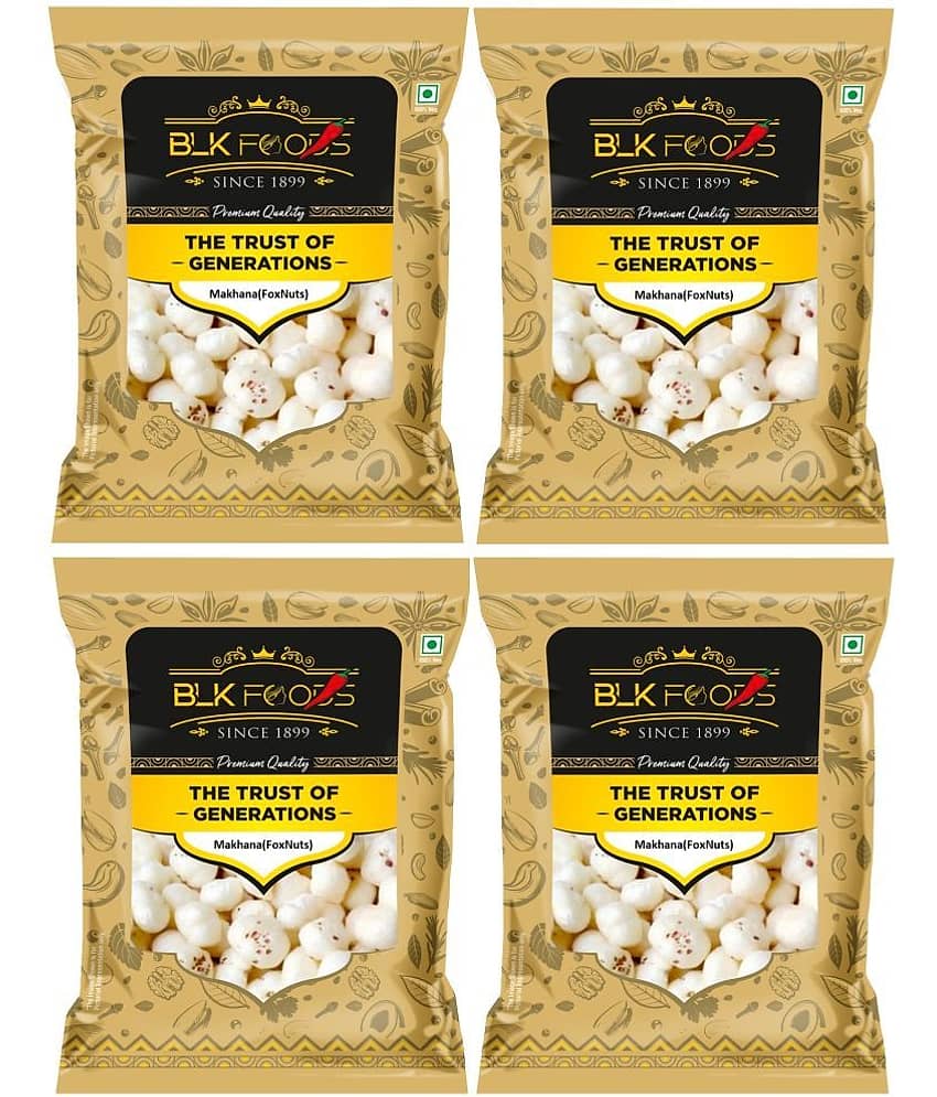 BLK FOODS Lotus Seeds Pop /Gorgon Nut Puffed Kernel (Makhana) 400 g Pack of 4