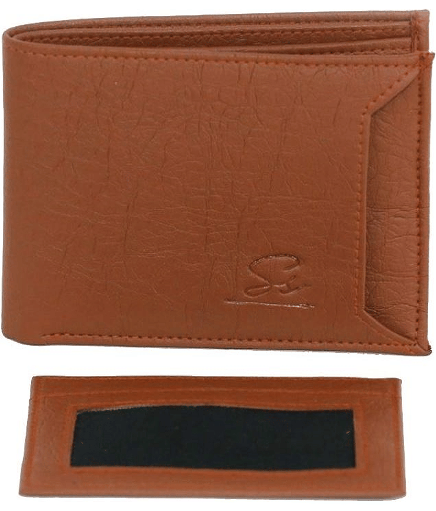 soyen Brown Canvas,Leather,Faux Leather Men's Coin Pouch,Two Fold Wallet ( Pack of 1 )