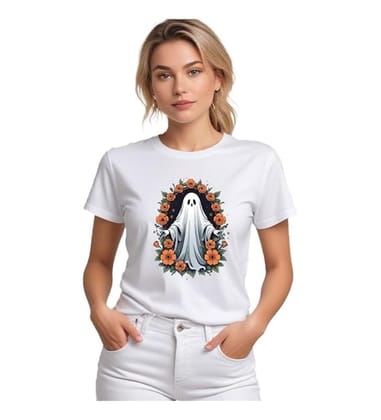 Women's Polyester Solid Printed Round Neck Half Sleeve T-Shirt (White, XL)-PID55662