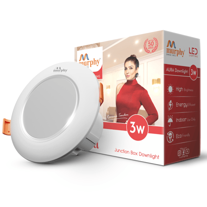 Murphy 3W Aura LED 3-IN-1 Color Changing Down Light : Cool White + Warm White + Natural White-CW+WW+NW / Pack of 1