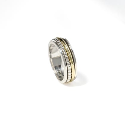 Beaded Silver & Gold Fluid | 925 Silver Ring for Women & Men-10