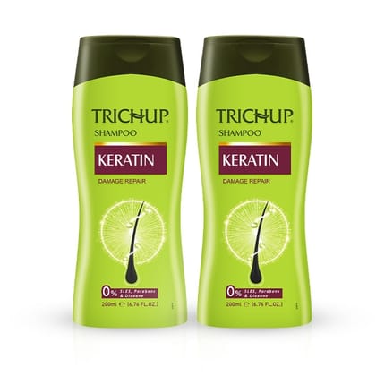Trichup Keratin Hair Shampoo 200ml Pack of 2 – Repair Damaged Hair, Strengthen Strands & Reduce Breakage