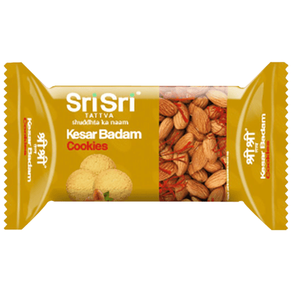 Sri Sri Tattva Kesar Badam Cookies - Teatime Snack, Baked, 50 g