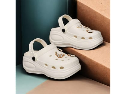 FEEL TIME 2001 Adjustable Strap Clogs for Women - White - UK 7