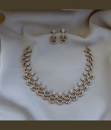 ROFARWORD Gold Brass Necklace Set ( Pack of 1 )