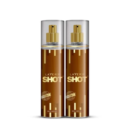 Layerr Shot Gold Ultima Body Spray Combo for Men, 2135ml | Premium Long-Lasting Fragrance with Bold Aldehydic, Floral & Leather Notes | Everyday Wear | Ideal Gift Option Layerr Shot Gold Ultima Body Spray Combo for Men, 2135ml | Premium Long-Lasting Frag