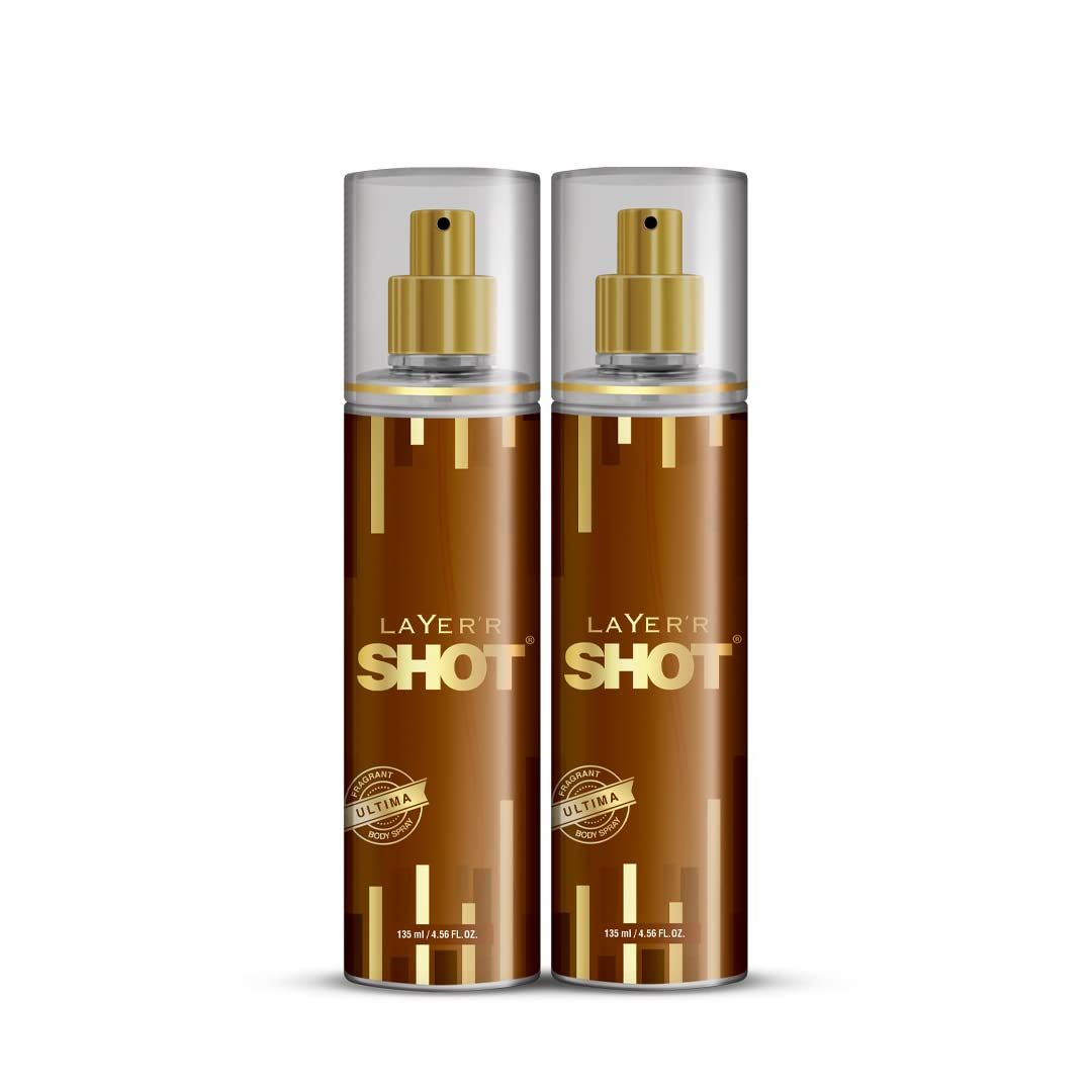 Layerr Shot Gold Ultima Body Spray Combo for Men, 2135ml | Premium Long-Lasting Fragrance with Bold Aldehydic, Floral & Leather Notes | Everyday Wear | Ideal Gift Option Layerr Shot Gold Ultima Body Spray Combo for Men, 2135ml | Premium Long-Lasting Frag