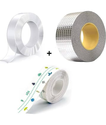 dust n shine - Transparent Double Sided Decorative Tape ( Pack of 3 )