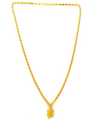 Jewar Mandi Lord Hanuman Ji Gold Plated Locket/Pendant with Link Chain Daily use for Men, Women & Girls, Boys