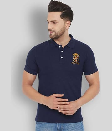 The Million Club Pack of 1 Polyester Regular Fit Solid Half Sleeves Men's Polo T Shirt ( Navy )