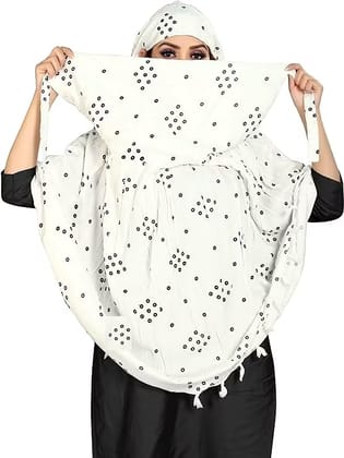 Shiv Textiles Ladies Summer Cotton Scarves White Printed Design Soft Breathable Neck Wrap Headscarf Lightweight Sun Protection Stole Daily Wear Fashion Accessory