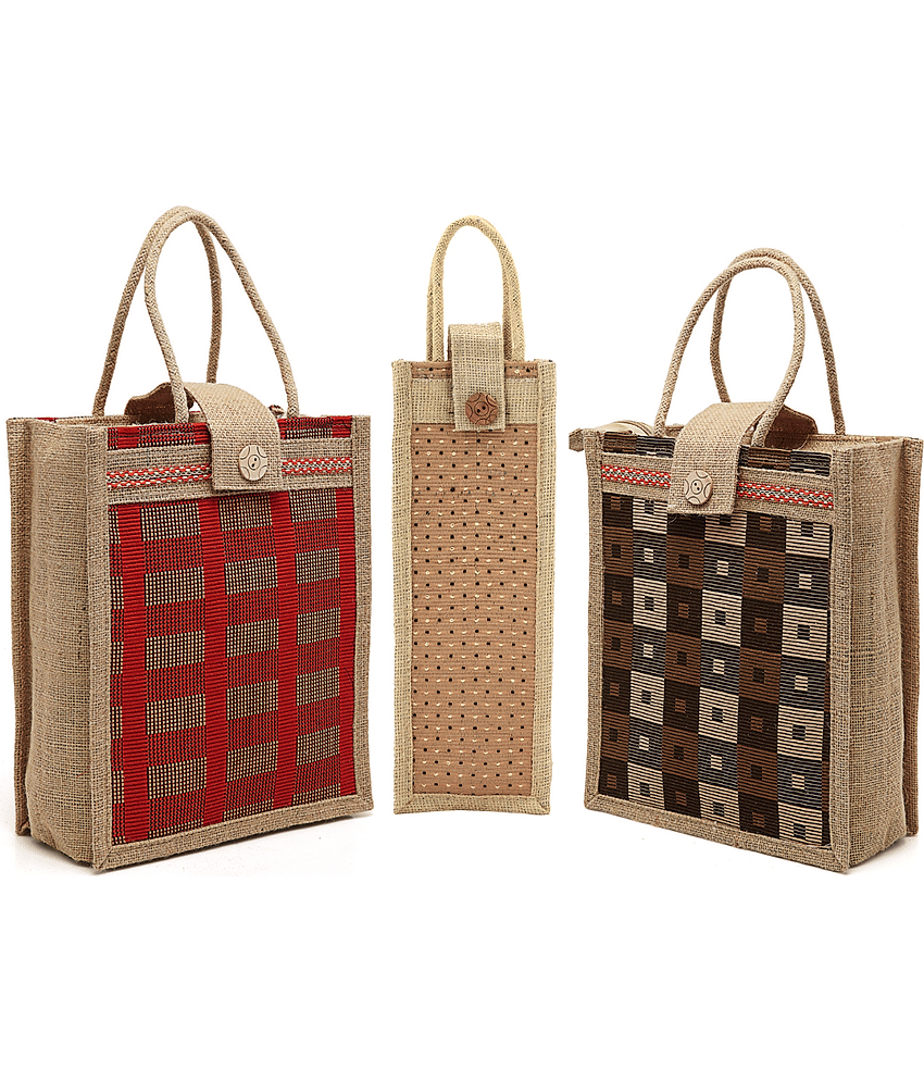 ENSAC Handheld Jute Set of 3 ( Grey Melange )