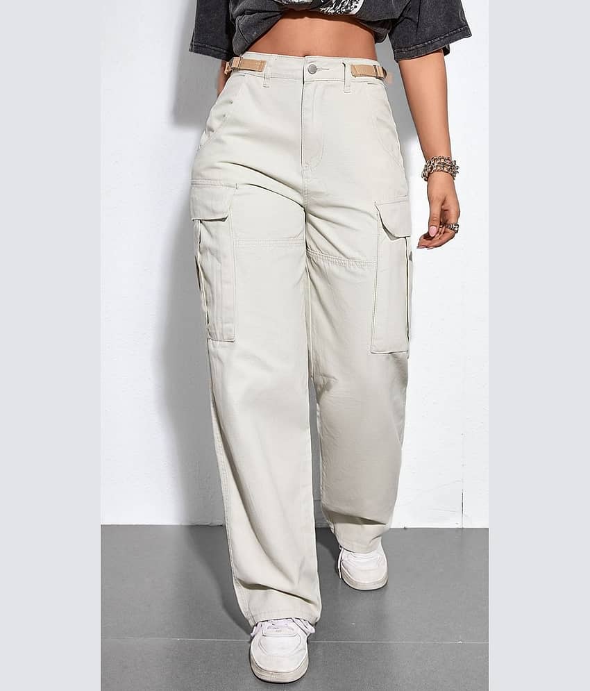 9x denims Women's Relaxed Fit High-Rise Jeans ( Cream )