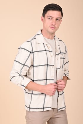 Summer - Brushed Checkered Overshirt - Black-S-38 / BLACK