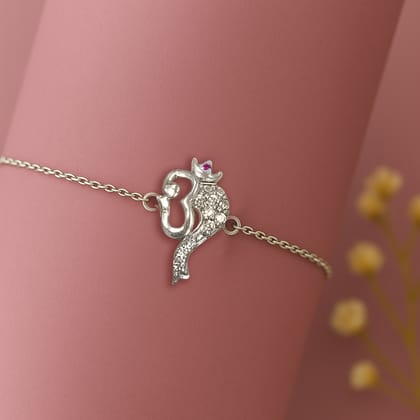 Radiant Om 925 Silver Bracelet with Zirconia Sparkle