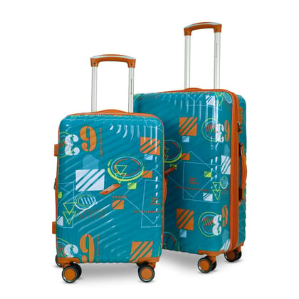AMERICAN TRAVELLER Urban Kingdom Trolley Bag Set of 3 | Durable Polycarbonate Hard Shell | TSA-Type Lock | 360 degree Disc Spinner Wheels | Expandable Suitcase for Travel (2, Cyan)