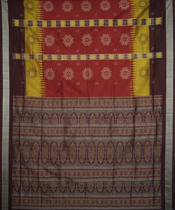Red and coffee brown silk handloom bomkai saree Red and coffee brown silk handloom bomkai saree