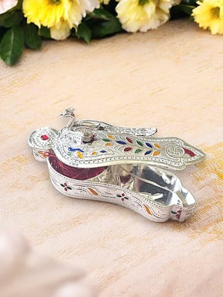 Colourful Enamel Peacock Design Haldi Kumkum Holder/Box/Dibbi