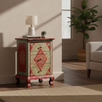 Wooden Painted Bedside Desk Drawer Cabinet