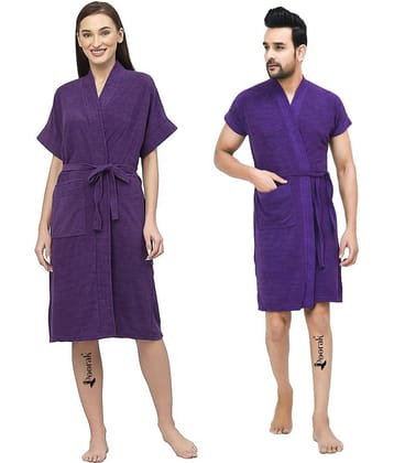 Poorak Purple Free Size Bathrobe ( Pack of 1 )