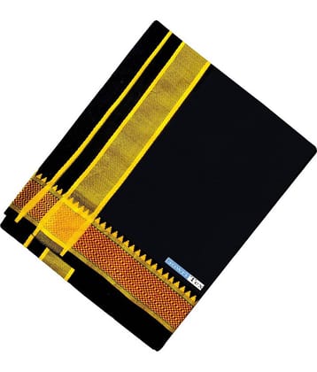 GOWRI TEX Cotton Blend Men's Dhoti Black ( Pack of 1 )