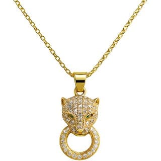 Panther Shape Women Necklace (Leopard Head Crystal Charm Pendant Necklace)