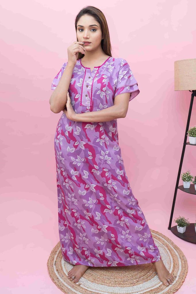 Affordable Women Premium Aarka Nighty for Women | Fancy Sleeves | A-Line Fit | Soft &amp; Comfor
