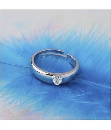 Silver Plated Stylish Solitaire Adjustable Ring For women Girls